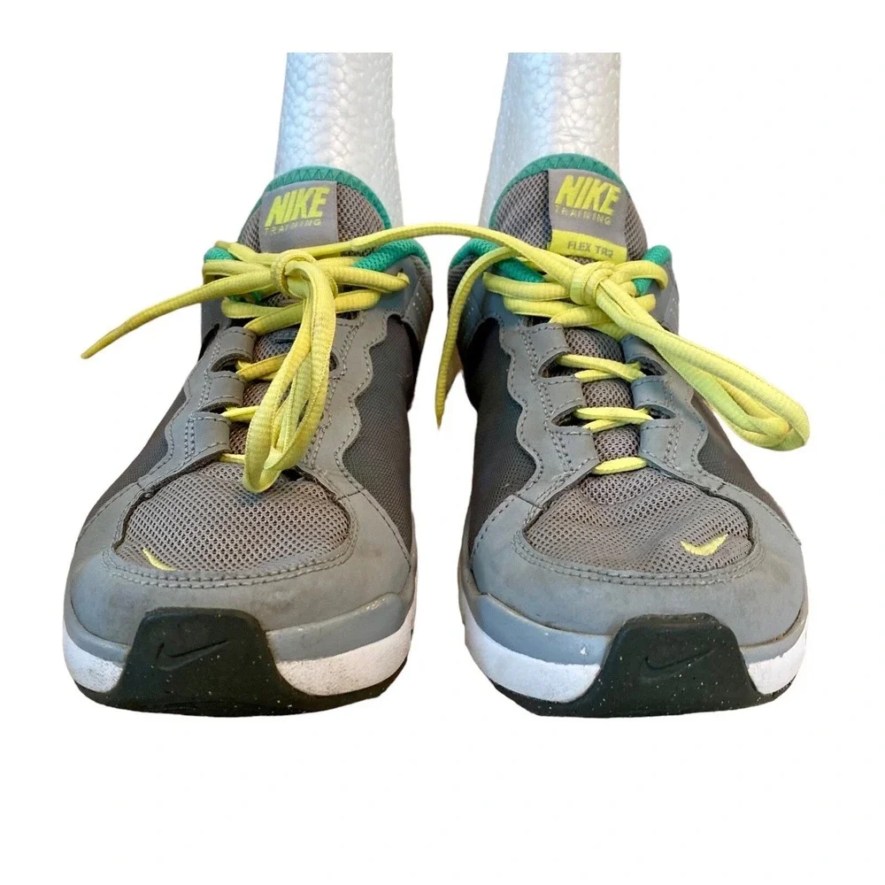 Nike Flex Trainer II Women's 7.5 Gray Green Training Running Shoes 511332-013